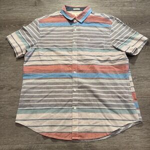 Original Penguin Shirt Mens Large Stripe Heritage Short Sleeve Button Up Adult